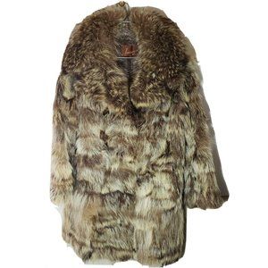 Javurek FURS Vintage Raccoon Fur Coat WITH Full Skin notch collar XL Gently used